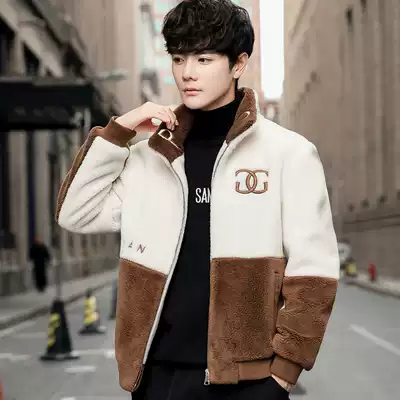Autumn and winter youth lamb wool jacket men Korean trend handsome thick short jacket men's clothing
