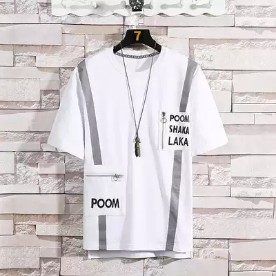 Summer short sleeve T-shirt men Korean version of the trend loose personality ins Tide brand 2021 new cotton Half sleeve t-shirt