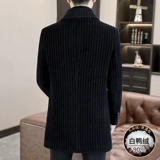 Зимнее длинное шерстяное пальто для мальчиков, плащ, элитный пуховик, средней длины, увеличенная толщина, в корейском стиле