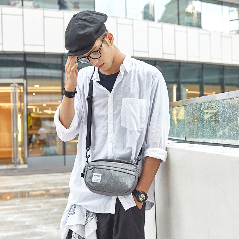 Tide brand casual cross-body bag small bag men's shoulder bag backpack mobile phone bag Korean version of the tide bag canvas hip-hop dance bag