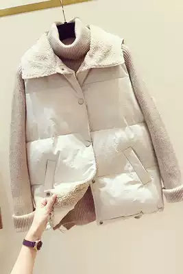 2020 autumn and winter New down cotton vest female Korean loose wool lamb horse clip vest outside wear waistcoat coat