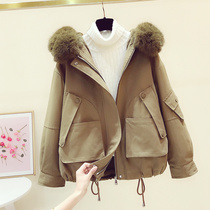 Parker clothing women short 2021 Winter new small man Korean version of ins plus velvet padded tooling cotton coat tide