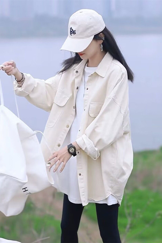 Casual Shirt Jacket for Women, Long-Sleeved, 2026 Spring and Summer New Style, Petite, Thin, Loose, Lazy Style, Design-Focused Top