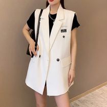 Suit vest female 2021 Spring and Autumn New Fashion outside long vest waistcoat waistcoat black suit jacket