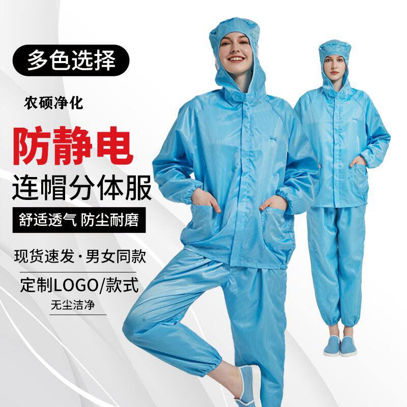 Anti-static clothing Hooded two-piece clothing Food biopharmaceutical factory dust-free purification workshop protective paint overalls