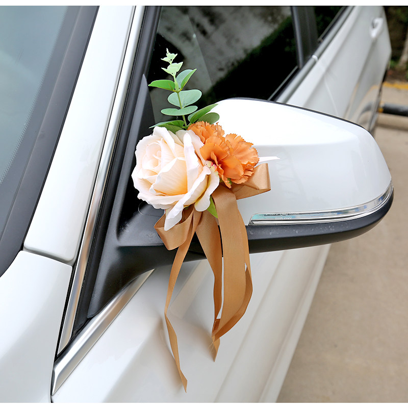 Retro-coloured car door flower rear mirror wedding Lilly decorated wedding gift Wedding Gift placement Team Rflower suit suction cup new