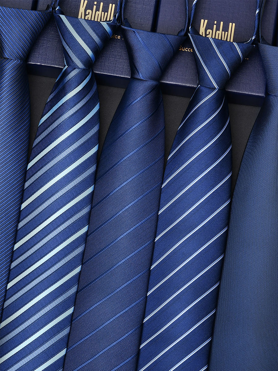 Blue Tie Men's Formal Business Zipper Style Wedding Groom No-Tie Men's Hand-Tied Black Lazy No-Knot Trendy