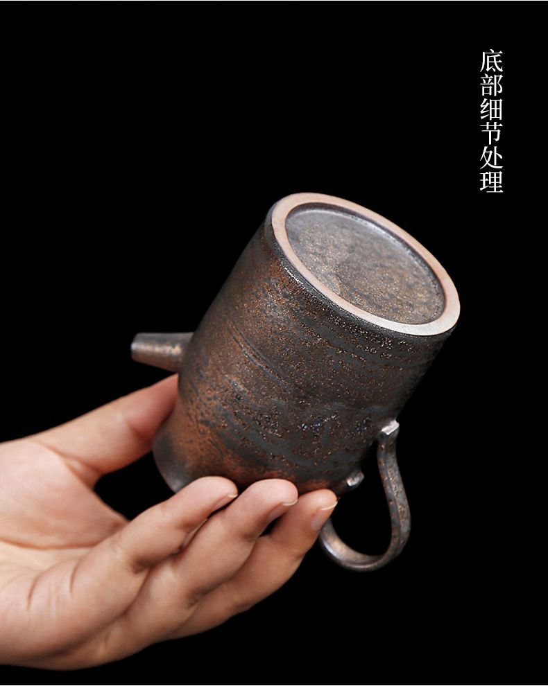 Small teapot tea ware ceramic Japanese coarse pottery imitation copper and gold household kung fu tea set single pot of restoring ancient ways side put the pot