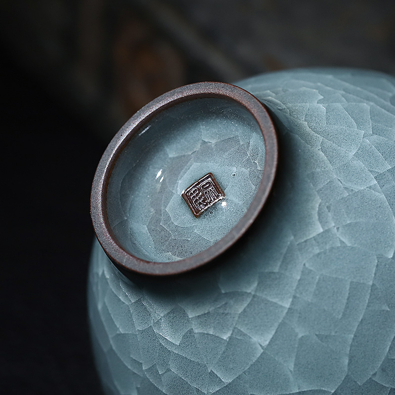 LanZongMin longquan celadon ice crack single small cups of tea cups from a single sample tea cup pure manual master CPU