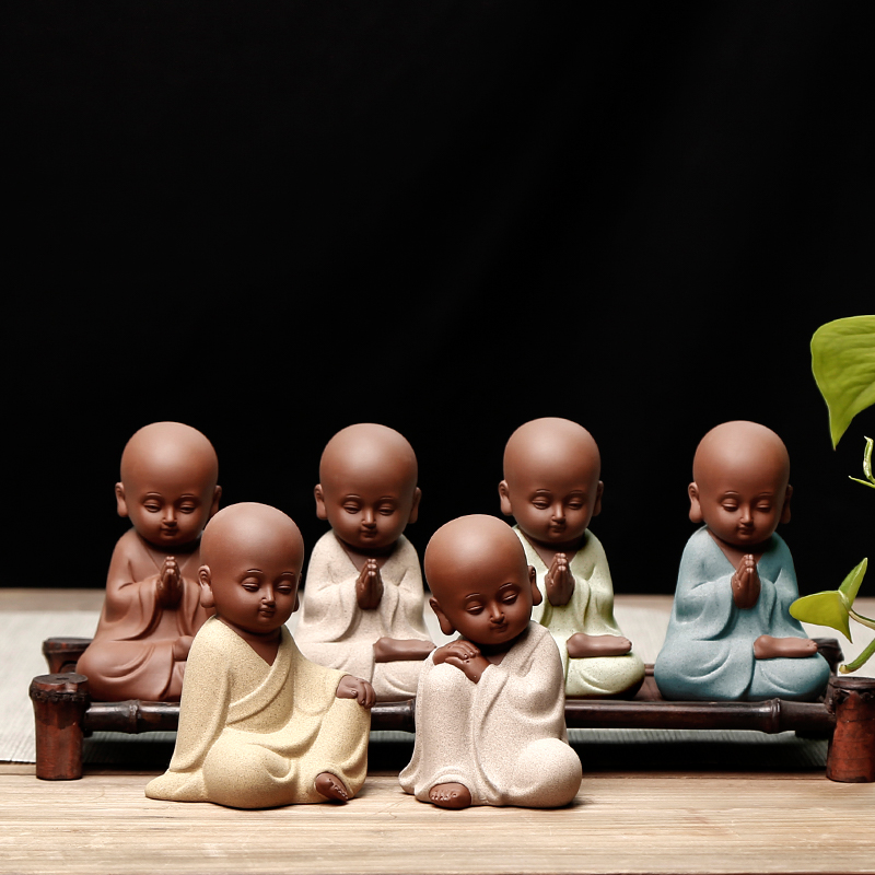 Furnishing articles kongfu zen lovely watch didn 't listen to not to say the young monk tea pet violet arenaceous the little novice monk ceramic tea art