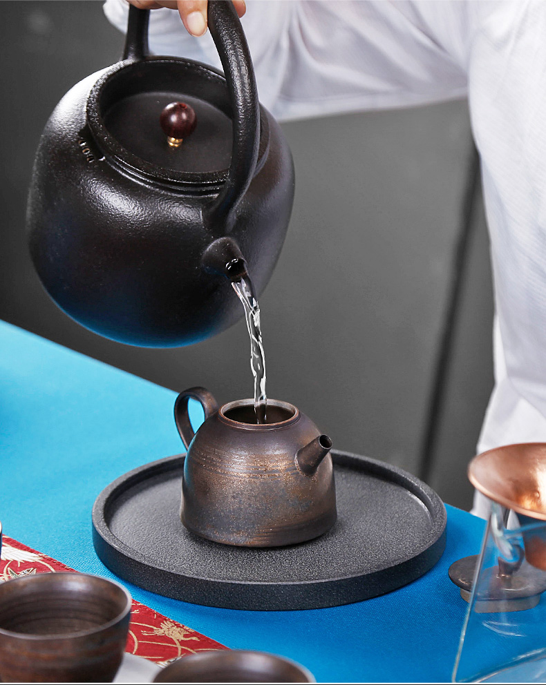 Rust glaze thick ceramic gold Japanese imitated copper one little teapot restoring ancient ways with kung fu tea set single pot with tea