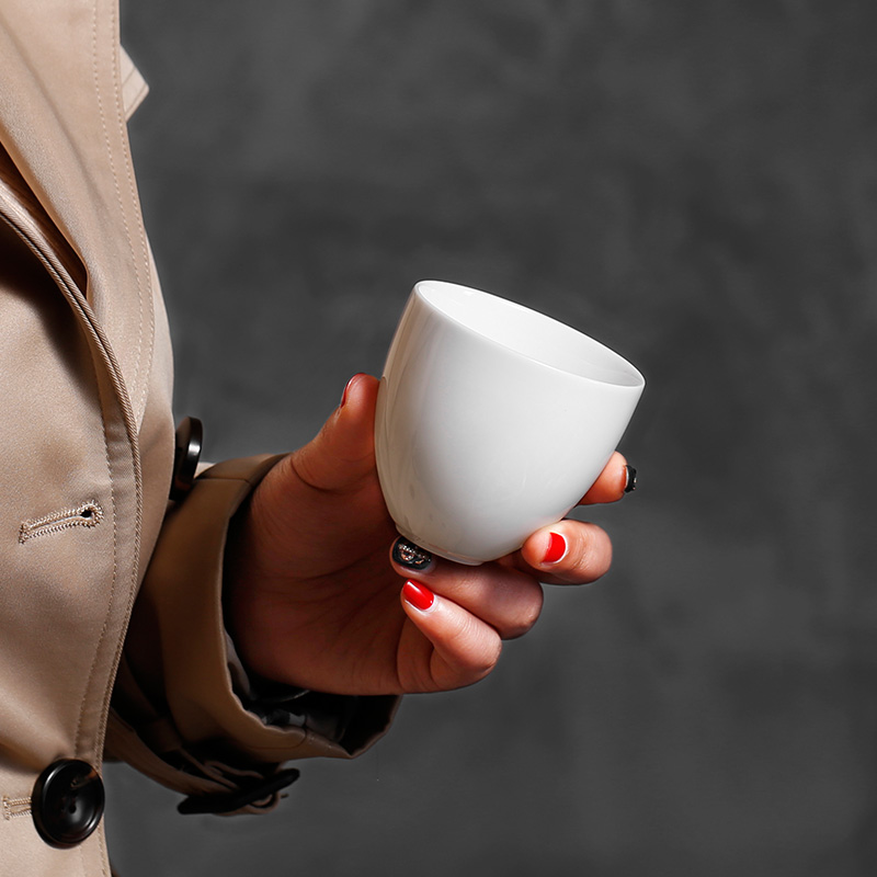 Dehua white porcelain cups white jade porcelain sample tea cup pure white large kung fu master cup personal cup ceramic cup