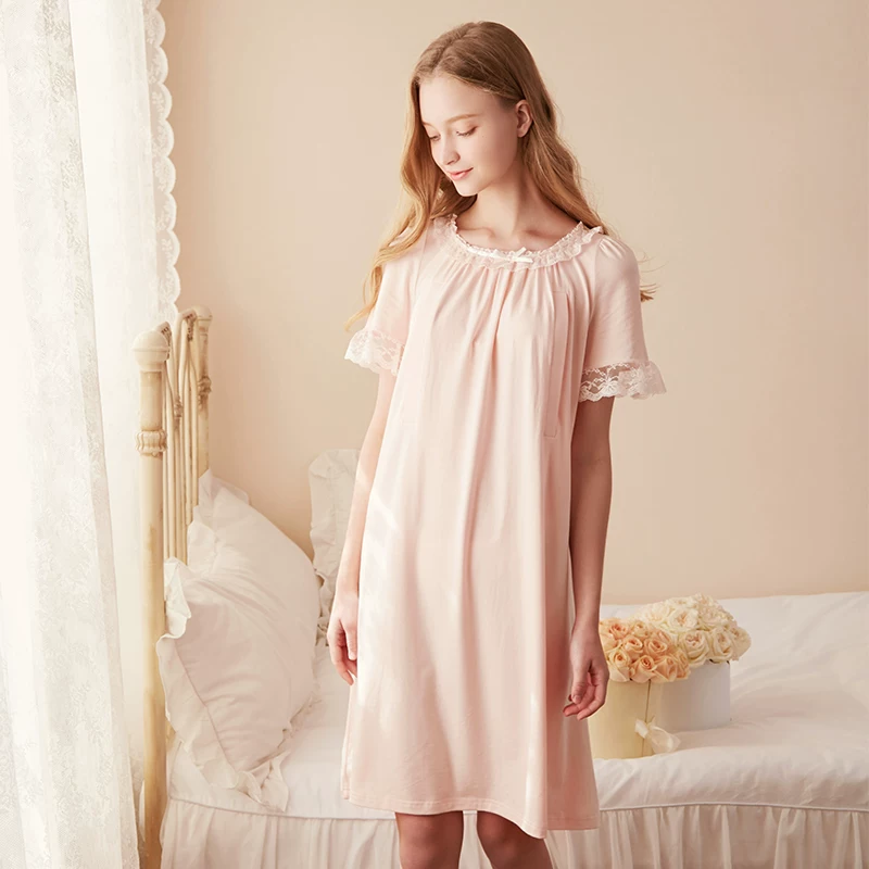 埃慕 Summer pijama for breastfeeding, thin postpartum skirt for young mother, with short sleeve, plus size