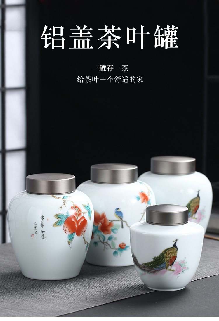 Love aluminium cap seal big POTS sanshui hand - made gift white porcelain bottle home store tea warehouse moistureproof 1 catty