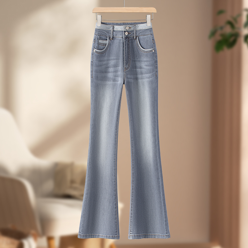 Smoky Gray Flared Jeans for Women, Summer Thin Style, 2026 New Model, Slim Fit, Slightly Stretchy, Bootcut Pants