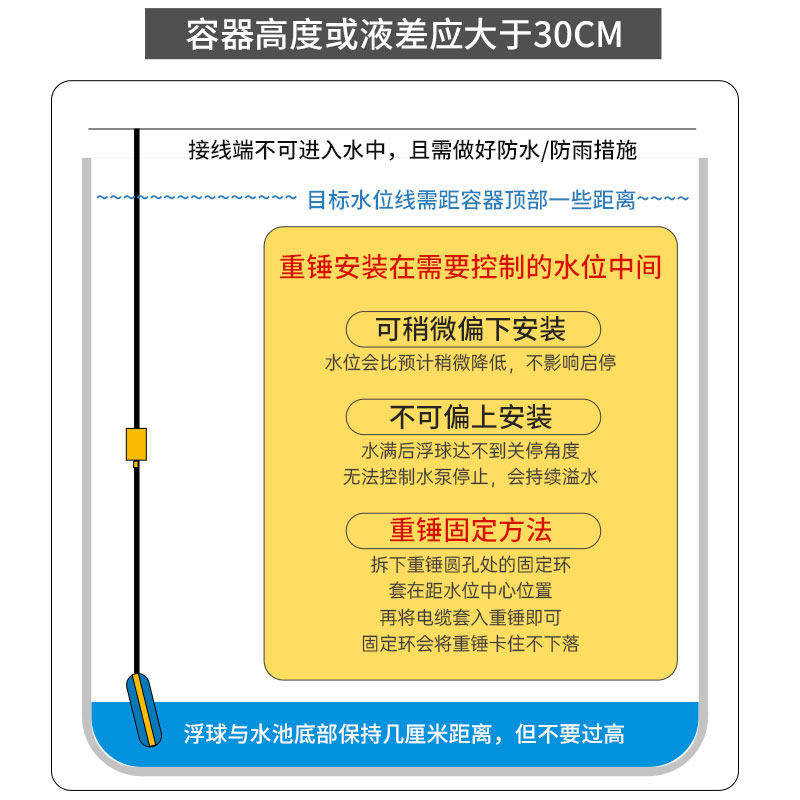 Chint Float Switch Water Level Sensor Liquid Level Water Tower Fully Automatic Water Supply Controller Water Pump Water Tank Pumping