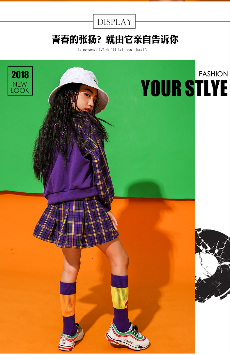 Trang phục khiêu vũ Jazz thiếu nhi nhảy đường phố cô gái hip hop Trang phục hiphop cô gái trình diễn rốn quần áo biểu diễn trang phục halloween