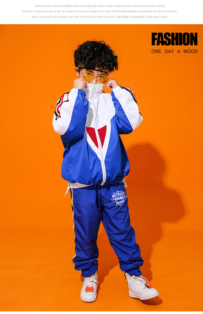 Quần áo trẻ em đường phố phù hợp với bé trai quần áo hip hop thủy triều mặc trang phục trẻ em bé trai hiphop quần áo jazz quần khiêu vũ cho bé