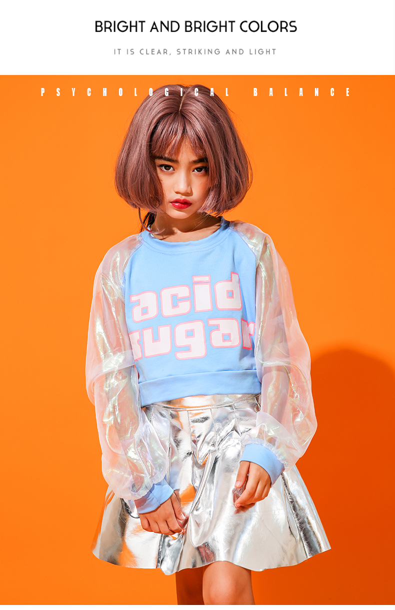 Trẻ em nhảy jazz trang phục trang phục hip-hop thiết lập cô gái hiphop hip-hop quần áo thủy triều mặc rốn hiệu suất quần áo áo khoác trẻ em 10 tuổi