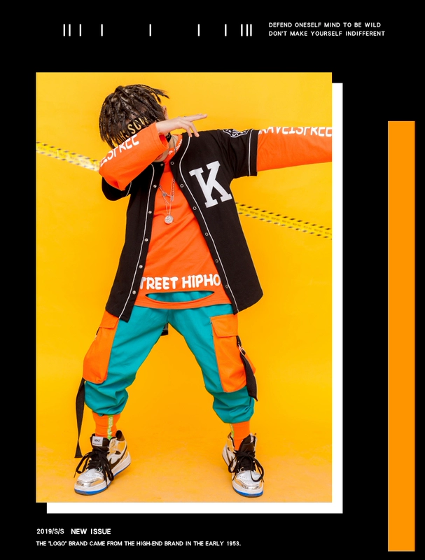 Hip-hop phù hợp với bé trai hip hop triều trang phục trẻ em trang phục hiphop bé trai quần áo đẹp trai trẻ em jazz dance quần áo - Trang phục