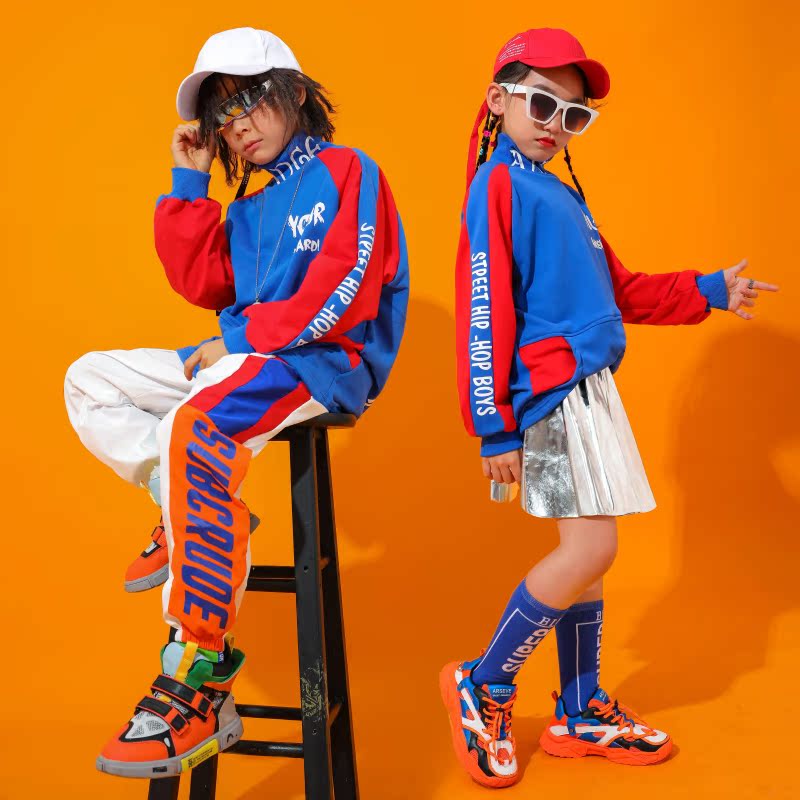 Children's hip-hop costume hip-hop clothes hiphop suit boys costumes girls jazz dance clothes Korean version