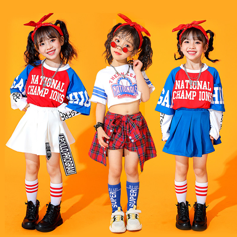 61 Children's Day cheerleaders show up for kindergarten choral suit Girls perform costumes jazz dance street dance wave dress