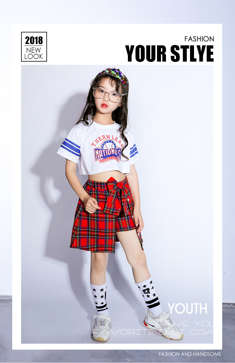 Trang phục khiêu vũ Jazz thiếu nhi nhảy đường phố cô gái hip hop Trang phục hiphop cô gái trình diễn rốn quần áo biểu diễn trang phục halloween