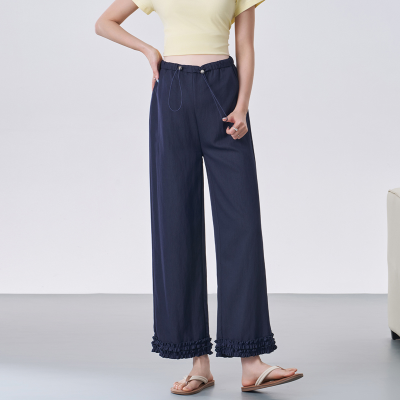 Momstudios Maternity Pants Summer Thin Faux Denim Lace Wide-Leg Pants 2026 New Style Without Belly Support Summer Wear for Going Out
