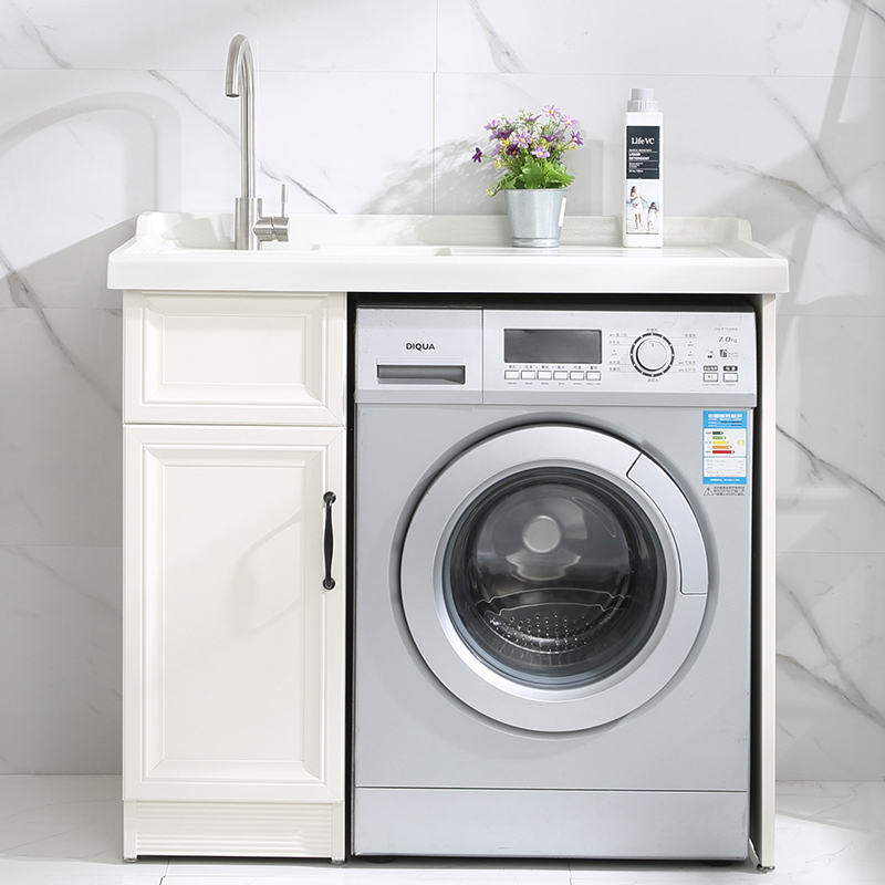 Custom Aluminum Balcony Sun Protection Washing Machine Companion cabinet Laundry Pool Table Basin Combined Space Laundry Cabinet