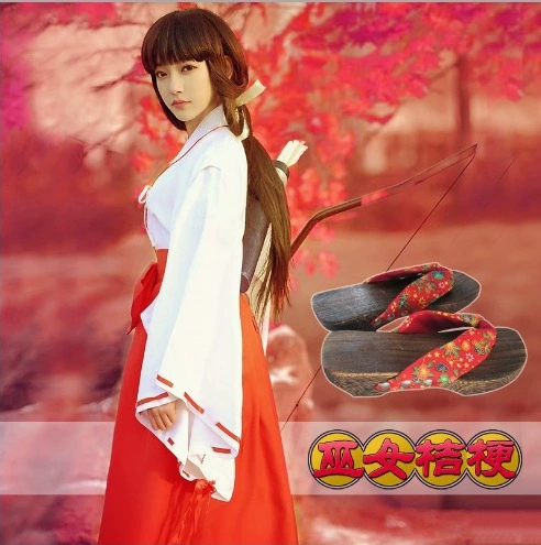 Miễn phí vận chuyển Inuyasha COSPLAY trang phục Kikyo COS quần áo kimono Nhật Bản phù thủy quần áo đạo cụ đầy đủ - Cosplay
