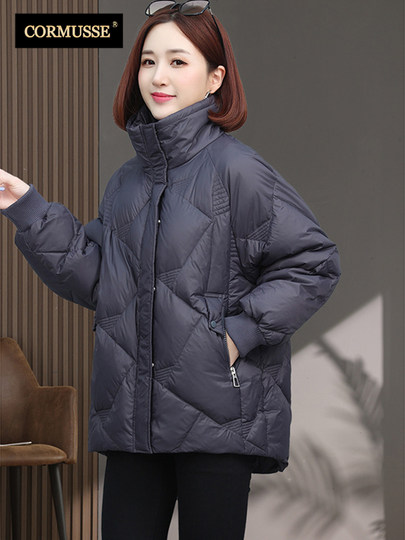 Cormusse short cotton jacket women's 2025 winter new solid color fashion hot style light and large size top