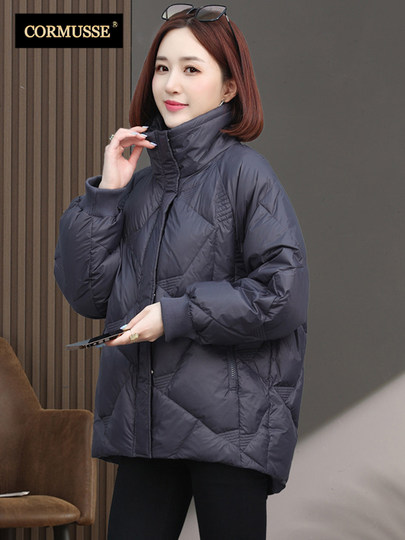 Cormusse short cotton jacket women's 2025 winter new solid color fashion hot style light and large size top