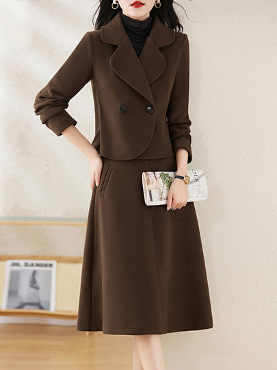 Cormusse big brand autumn and winter suit women's two-piece fashionable temperament 2025 new woolen coat skirt