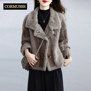 Cormusse Fur Short Coat for Women 2025 Winter New Style Sheep Shearling Casual Warm Lamb Wool Coat
