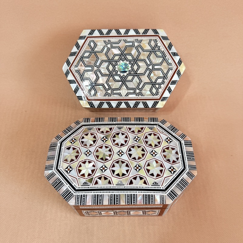 Egyptian Mother-Of-Pearl Jewelry Box, Diamond-Shaped Jewelry Box, Purely Handmade
