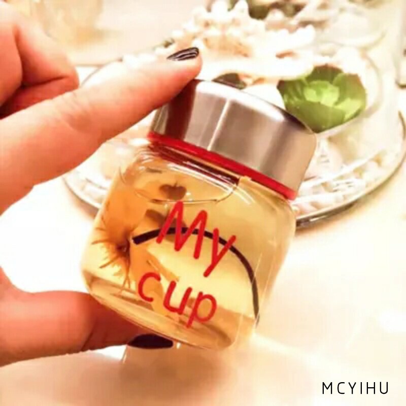 Glass cup transparent girl student cute Korean version of mini water cup fresh and portable with lid small and creative handy cup