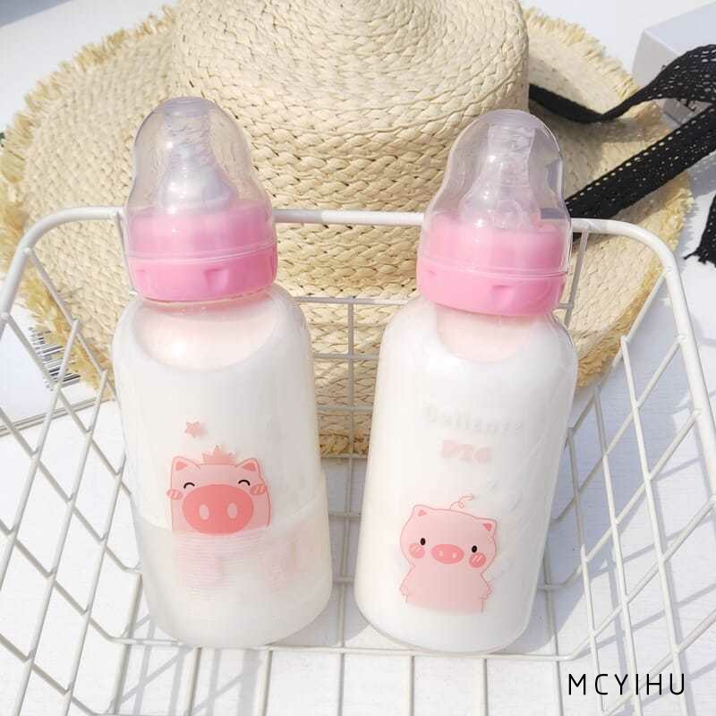 Teenage Girl Hearts Cartoon Pig Pacifier Glass Mug Han Version Ultra Cute Milk Bottle Female female Cute Straw Cup Adult