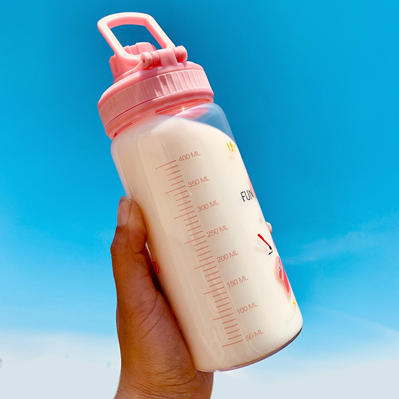 A cup made of milk is specially designed with a ml of scaled straw