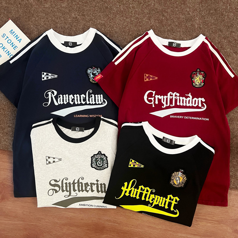 Slytherin Men's and Women's Couple Clothing Uk Harry Potter Printed Short-Sleeved T-Shirt Can Be Worn by Both Men and Women
