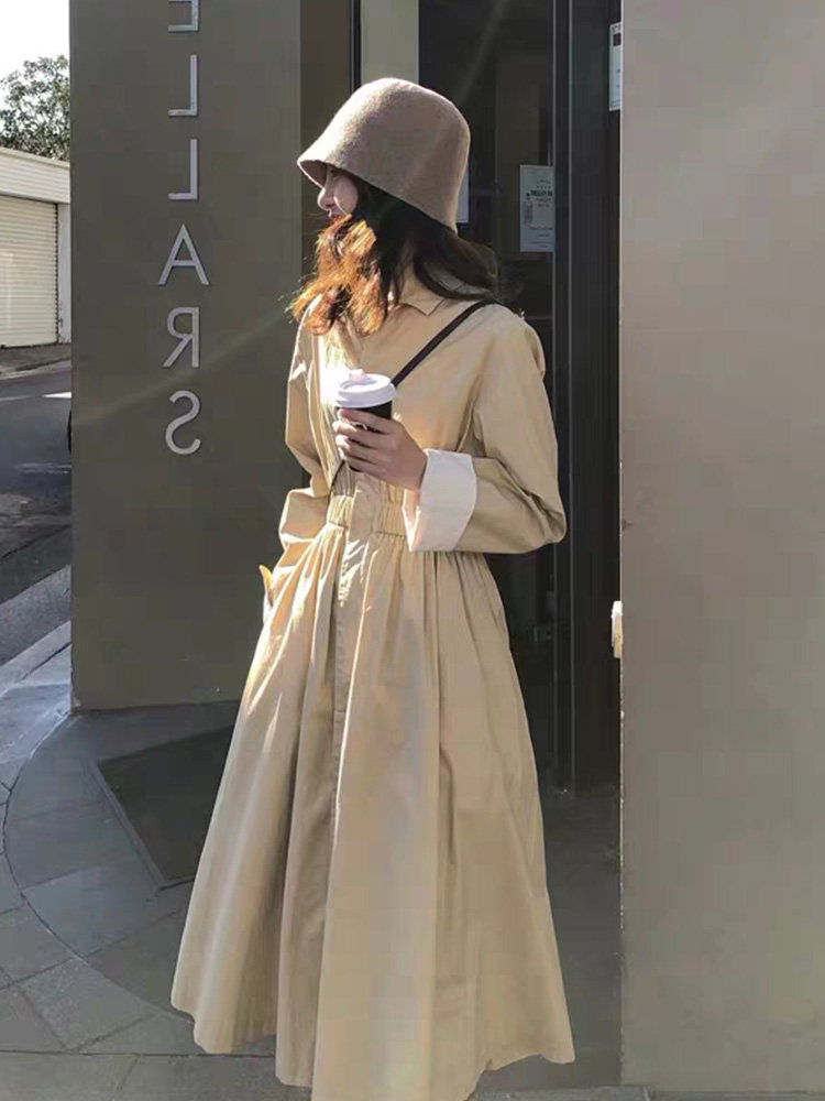 Small French medium - long - edited almond long sleeve with a dress - up high - sentence dress in autumn 2022 new style