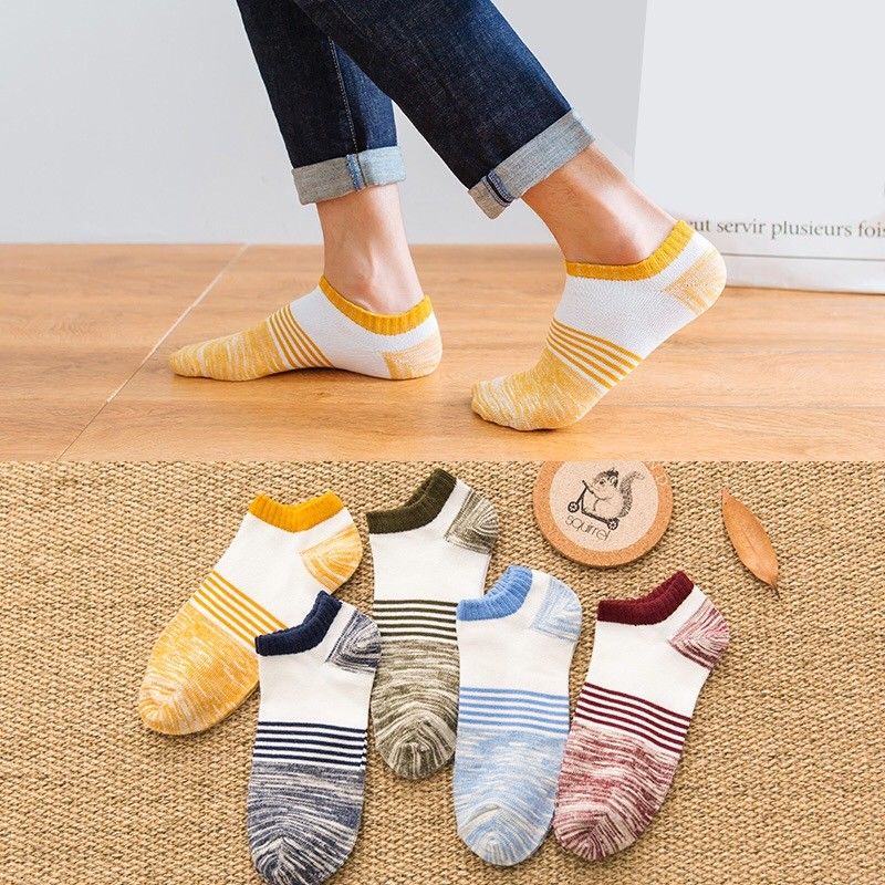 (5-10 cặp) Socks Mens Thể thao Socks Xuân Thu Four Seasons Mens Socks thấp Trợ giúp người đàn ông vô hình Socks Sinh viên mùa hè.