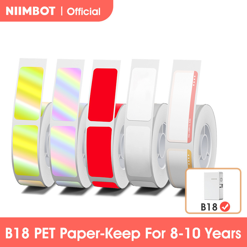 Niimbot B18 Keeps the Image for 10 Years, Self-Adhesive, Three-Proof Heat Transfer Label Sticker, Matte Silver Luminous Label Paper Niimbot B18 Keeps the Image for 10 Years, Self-Adhesive, Three-Proof Heat Transfer Label Sticker, Matte Silver Luminous Label Paper