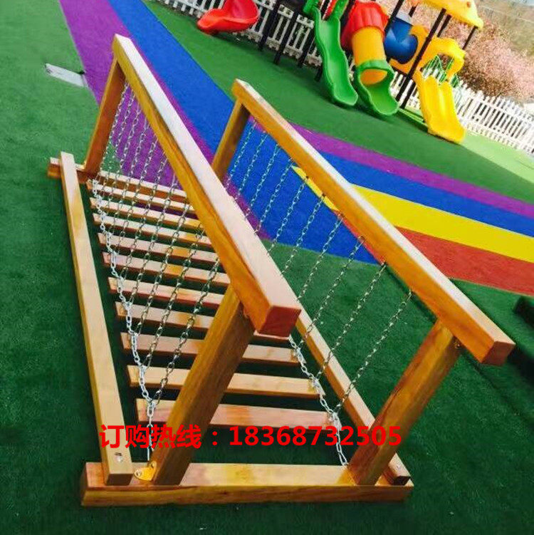 Nursery Outdoor Slutty Bridge Children Outdoor Pleasure Equipment Large Imported Wooden Slug Bridge Balance Wood Suspension Bridge Special Price