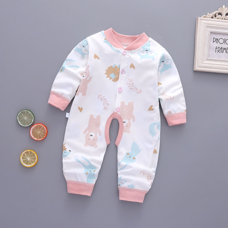 Bé jumpsuit cotton trẻ sơ sinh mùa thu váy sơ sinh 0 Pyjama nam mùa xuân mùa thu 3 bé khaon áo dài tay