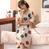 Ngủ váy cô gái mùa hè bông tay áo ngắn trên đầu gối pajama váy Hàn Quốc phiên bản cộng với chất béo cộng với mã phụ nữ có thai bông dài vừa chiếc váy 