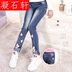 Trẻ em mùa xuân và mùa thu cô gái Jeans 2020 mới của Hàn Quốc phiên bản của mùa đông giải trí trẻ em lớn xà cạp quần đàn hồi cộng với nhung 