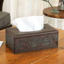 Leather tissue box paper storage box tea table living room car home simple creative cute Nordic custom