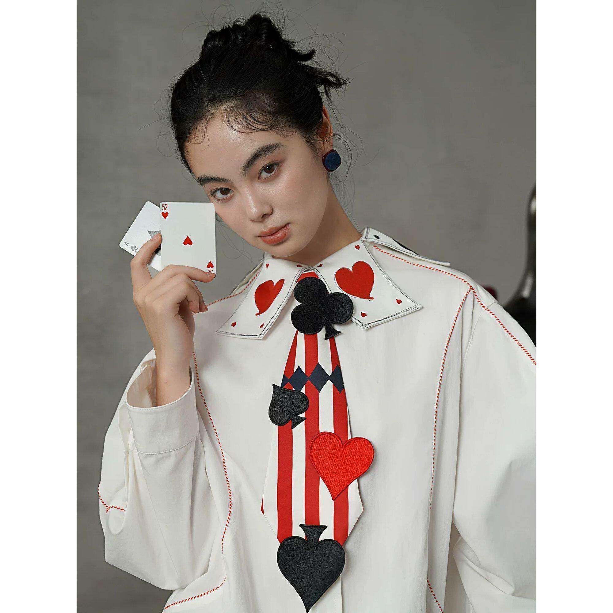 Original Retro Embroidered Playing Card Ties, Midnight Game Shirts, Gifts, Dress Accessories