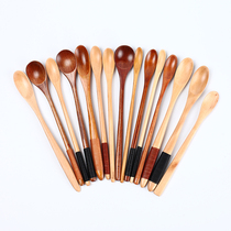 Wind-style stirring long handle wood spoon winding small soup spoon coffee spoon environmentally friendly portable creative spoon honey wooden spoon