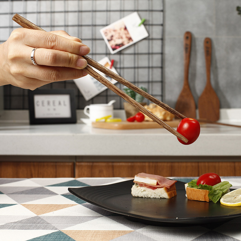 Japanese chopsticks household solid wood natural handmade chicken wing wood Chinese anti-slip family installed 10 double wood Kuaizi tableware